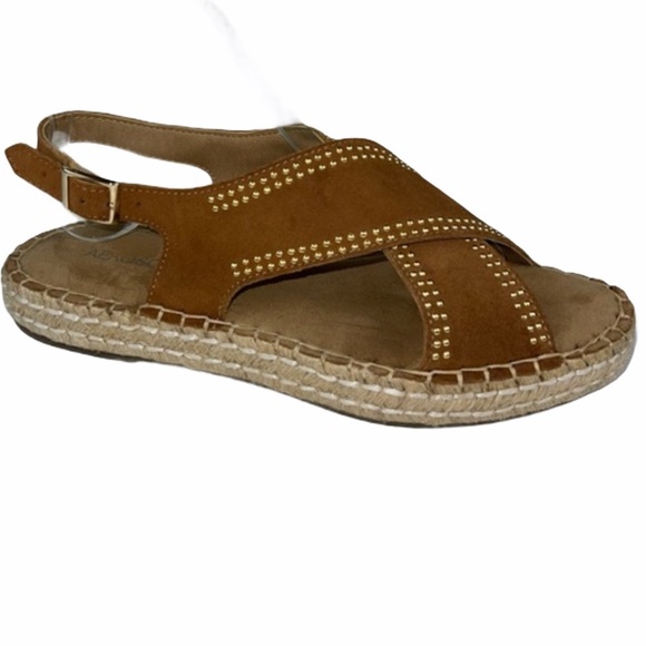Aerosoles Brown Studded Leather Strappy Espadrille 7.5 - Picture 1 of 14